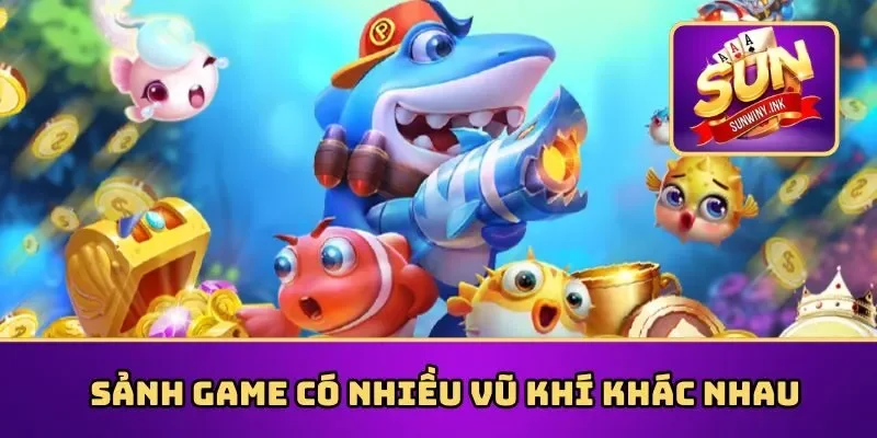Sảnh game sở hữu nhiều vũ khí khác nhau